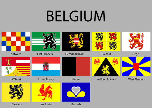 all Flags of regions Belgium