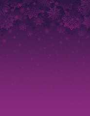 Purple christmas background with snowflakes and stars, vector illustration
