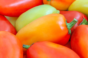 Assorted sweet bell pepper. Close up orange red peppers. natural healthy food - vegetables. concept agriculture