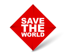 red vector banner save the world