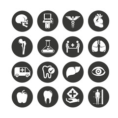 medical icon set in circle buttons