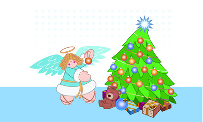 Obraz na płótnie Canvas Angel decorating Christmas tree