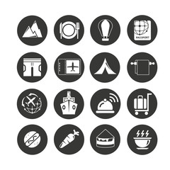 travel icon set in circle buttons