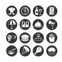 food icon set in circle buttons