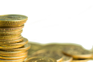 Dollar money coins stack on isolate background