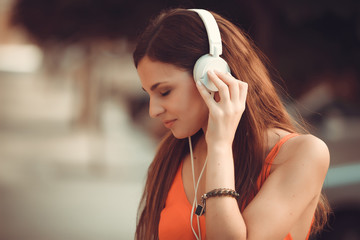 Portrait of Latin girl with headphones