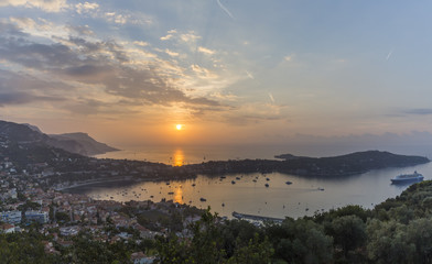 Fototapeta na wymiar Sunrise over Cap Ferrat on French Riviera