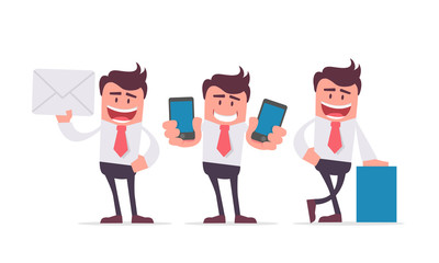 Vector Illustration on a theme of office work. Characters from a series of funny clerks. Cartoon office manager