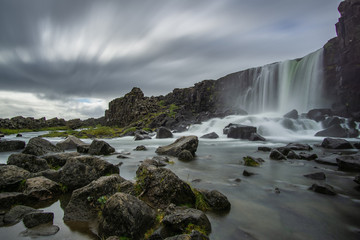 The Waterfall Öxarárfoss in Thingvellir Nationalpark, Iceland