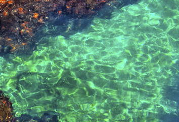 Beautiful background with reflections in the sea water