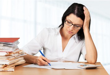 Businesswoman sitting at the table