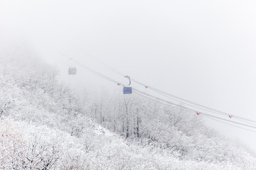 Cableway in the fog