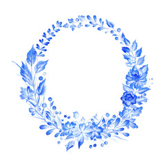 Watercolor blue wreath