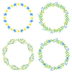 Watercolor wreath .Floral background.