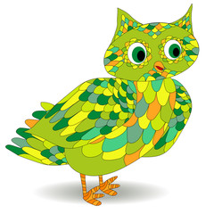 Hipster owls in doodle style. Hand drawn vector set of cute birds. Design for prints and T-shirts.