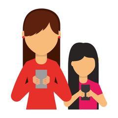 Obraz premium young women using smartphone devices