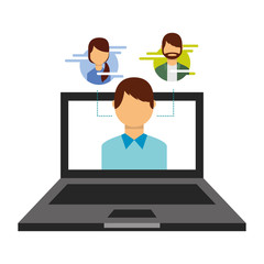 man on screen laptop people social media connection