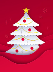 Vector illustration of decorated fir tree