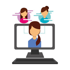 woman on screen computer people social media