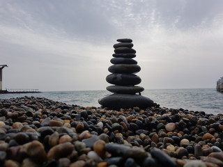 stack of stones on the beach