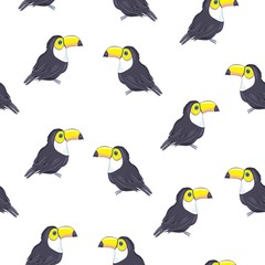 Naklejka premium Vector summer background. Toucans . Summer print, paper or textile design. Element of seamless pattern.