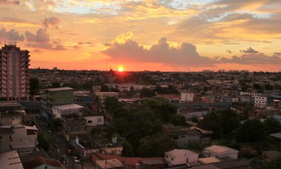 Dusk in a city in the Amazon Brazil
