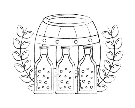 beer barrel and bottles drink emblem