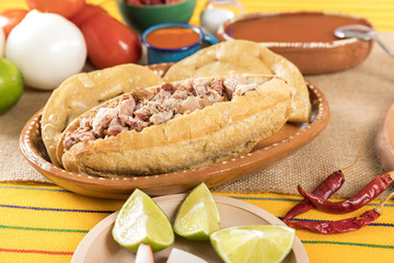 Drowned pork cake with sauce.