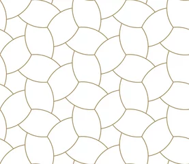 Gordijnen Moderne eenvoudige geometrische vector naadloze patroon met gouden lijn textuur op witte achtergrond. Licht abstract behang, heldere tegelachtergrond. © nadiinko