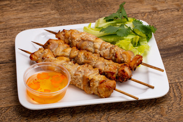 Grilled chicken skewers