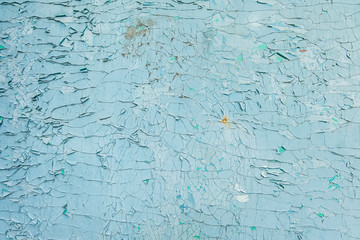 cracked blue paint on a wooden door