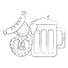 oktoberfest beer glass sausage and pretzel food