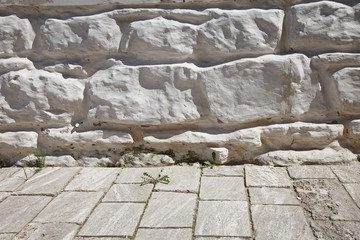 Detail of natural stone wall cladding