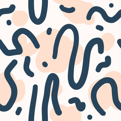 Beautiful abstract seamless repeating pattern. Hand painted artistic style with chaotic paint elements. Perfect for textile, wrapping, web and all kind of decorative projects. Vector illustration.