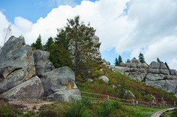 The rocky mountain peaks in the national park