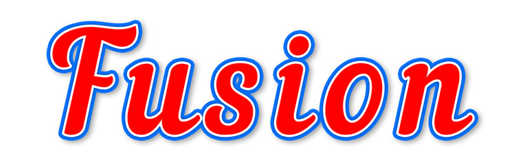 Fusion - elegant red text written on white background