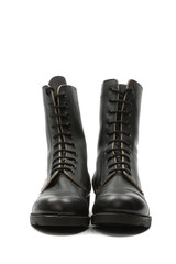 Israeli army boots against white background