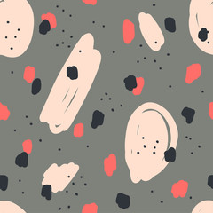 Beautiful abstract seamless repeating pattern. Hand painted artistic style with chaotic paint elements. Perfect for textile, wrapping, web and all kind of decorative projects. Vector illustration.