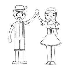 bavarian man and woman holding hands