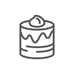Layered glazed round cake pixel perfect icon with editable stroke isolated on white background.