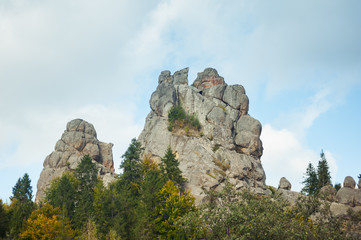 The rocky mountain peaks in the national park