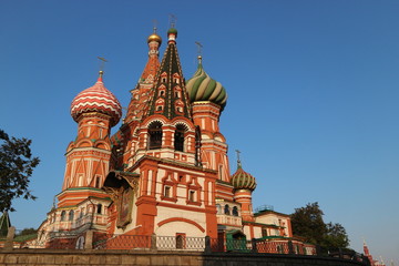 Closeup view to Saint basils cathedral on red square in Moscow, Russia