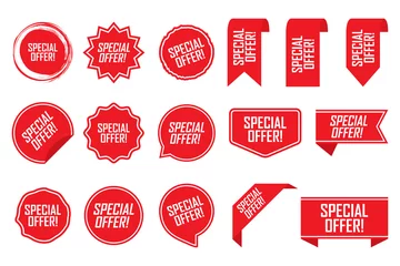 Fotobehang Special offer tag set in red. Vector illustration © stas111