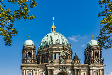 The beautiful Berlin Cathedral or Berliner Dom (German) is the protestant cathedral in Berlin, Germany. It is located on Museum Island in the Mitte Borough. © Alan Smithers