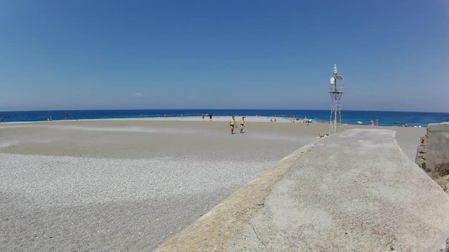 Rhodes island town Elli beach a popular summer tourist destination, Dodecanese, Aegean, Greece
