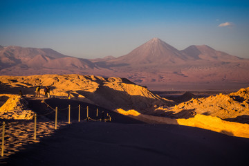 Fototapeta na wymiar Sunset at Moon Valley in Atacama desert near San Pedro de Atacama