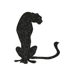 cheetah sitting drawing silhouette, vector