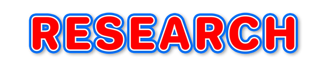 Research - elegant red text written on white background