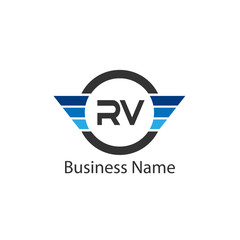 Initial Letter RV Logo Template Design