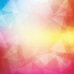 Color pattern textured by triangles. Colorful vector background. CMYK colors